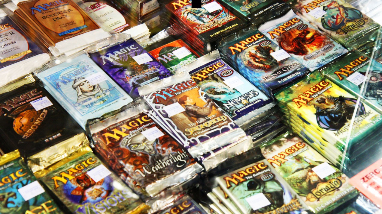 An image of packages of Magic: The Gathering playing cards