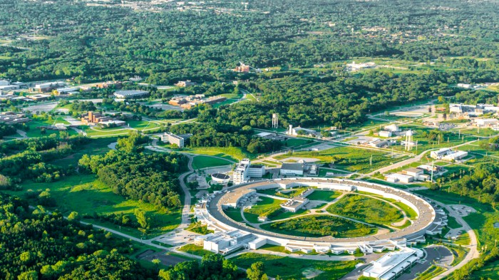 An aerial view of the Argonne National Lab campus.