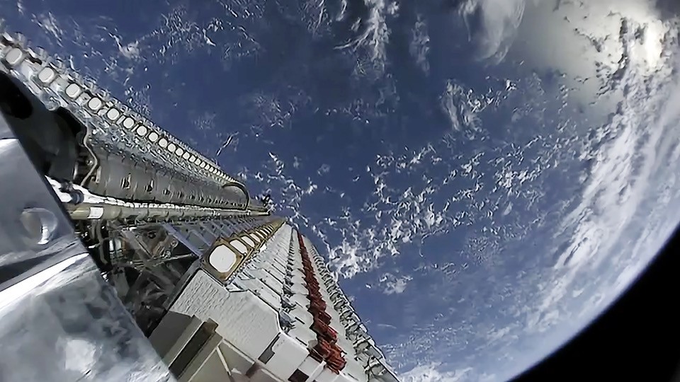 SpaceX deploying its Starlink satellite fleet.