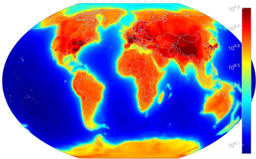 heat map of the globe