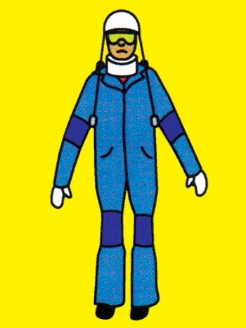 Illustration of person in an age suit
