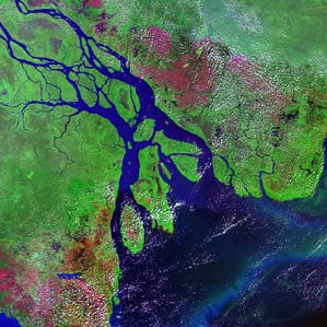 Ganges River delta in Bangladesh and India