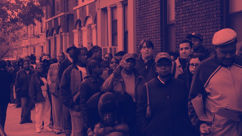 An image of voters in line