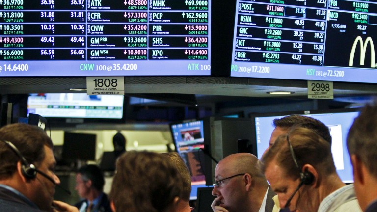 Traders on the stock trading floor
