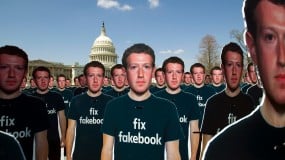 Zuckerberg cutouts on Capitol Hill