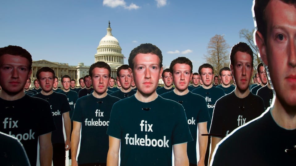 Zuckerberg cutouts on Capitol Hill