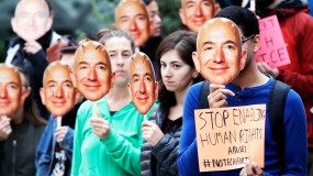 Protests over Amazon's face recognition technology, held in October.
