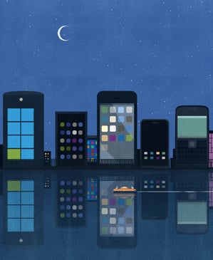 illustration of multiple cell phones