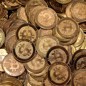 pile of bitcoins turned to metal