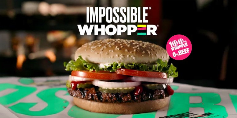A photo of Burger King's meat free Impossible Whopper
