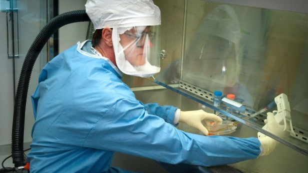 CDC worker in BSL-3 lab