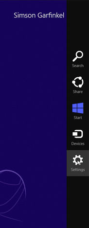 Windows 8 charms interface