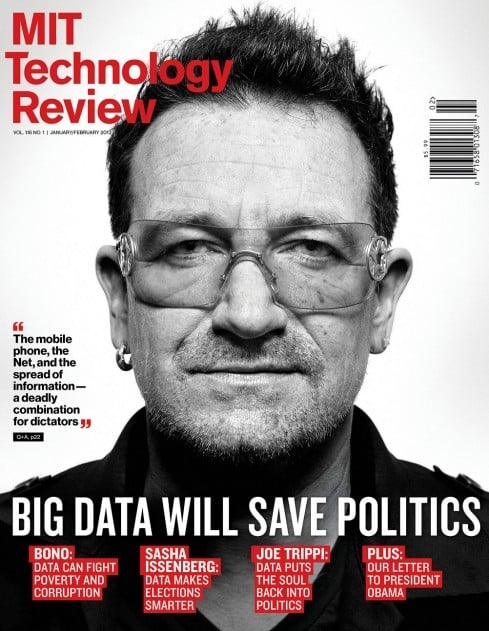 Image of MIT Technology Review cover featuring a photo of Bono