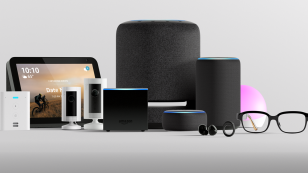 Amazon's suite of Alexa-enabled products, including the Echo, Echo Loop, and Echo Frames.