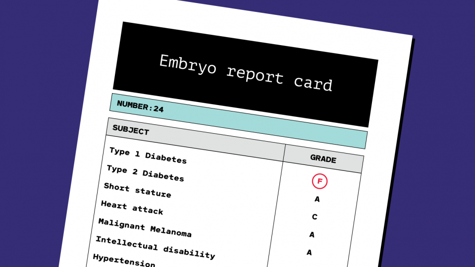 conceptual illustration of an embryo report card