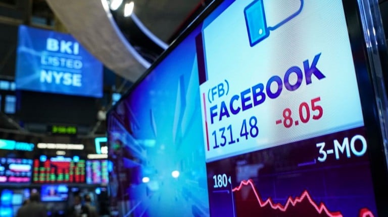 An image of a screen showing the Facebook stock price