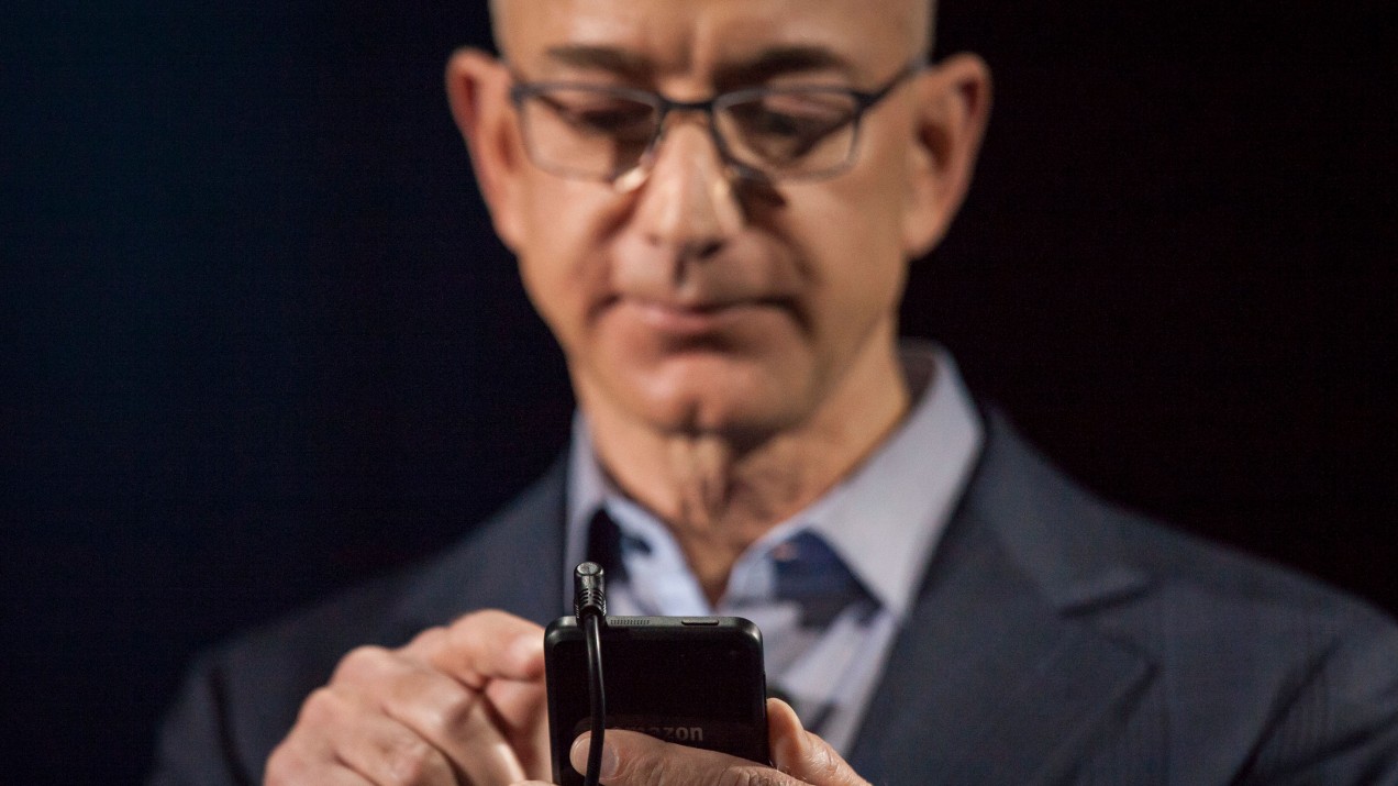 Jeff Bezos on a cell phone