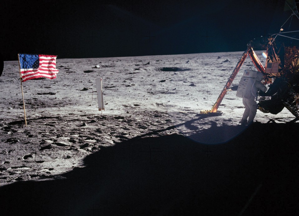 An image of an Apollo XI astronaut on the moon