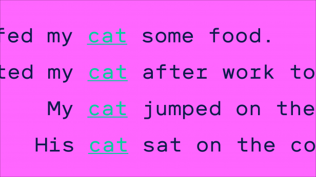 List of sentences all containing the word "cat"