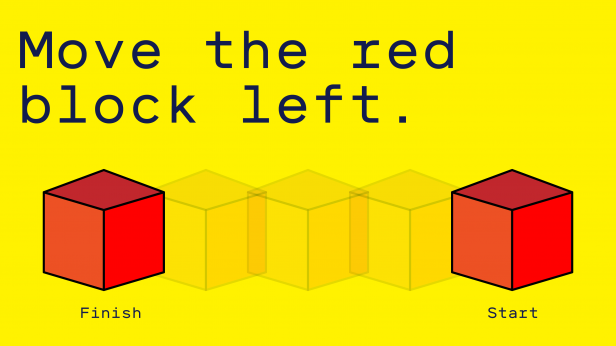 Image reading and showing "Move the red block left".