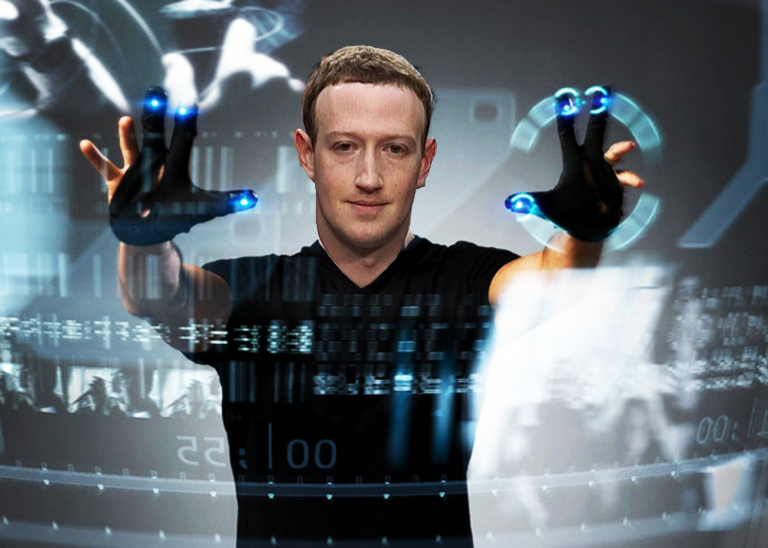 A photo of Mark Zuckerberg's head on a poster for Minority Report showing Tom Cruise
