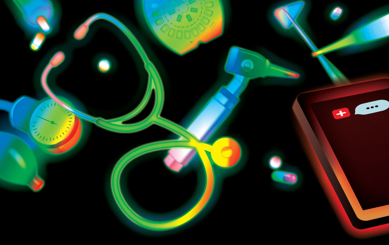 Illustration of medical equipment and ipad