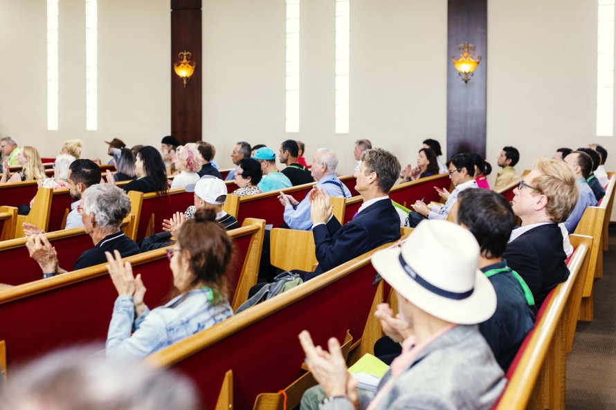 Congregants at the Church of Perpetual Life in Hollywood, Florida.