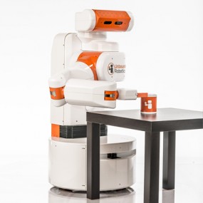 white and orange robot