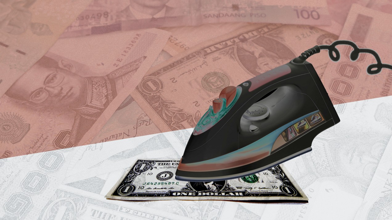 Conceptual photo illustration of money laundering