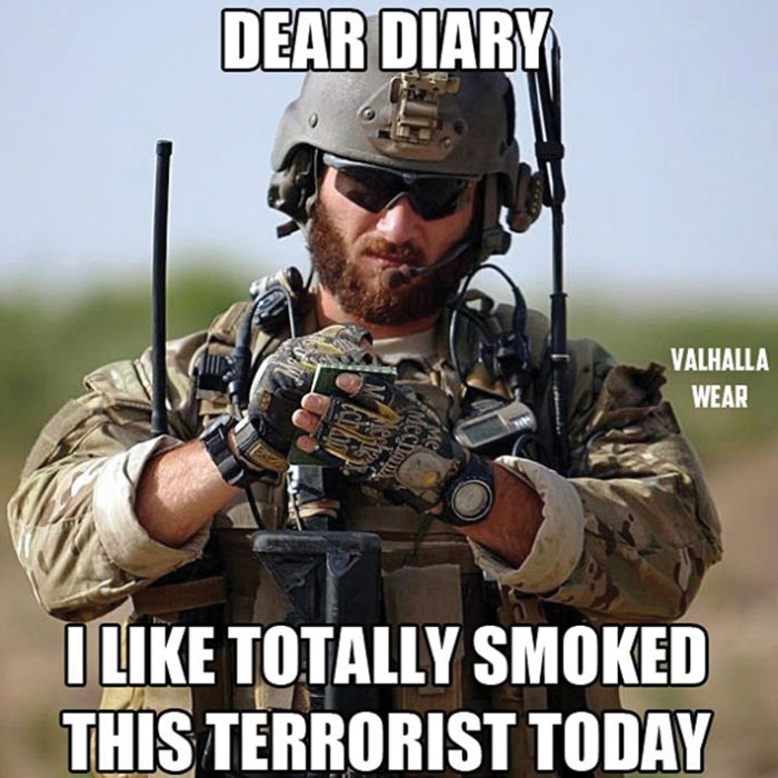 Meme showing photo of soldier, which reads, 