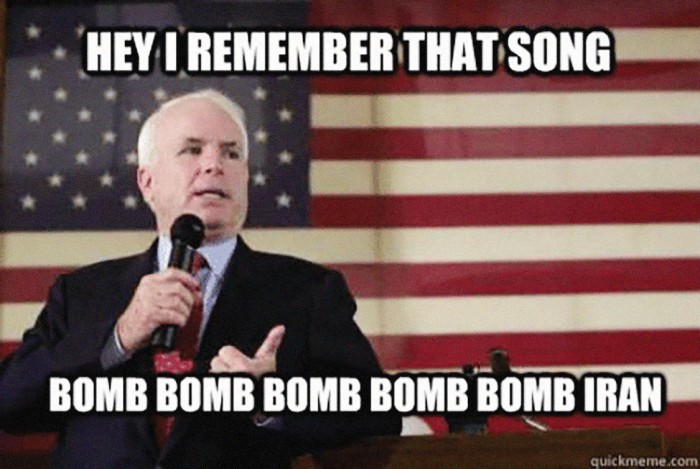 Meme showing photo of JOhn Mccain, which reads, 