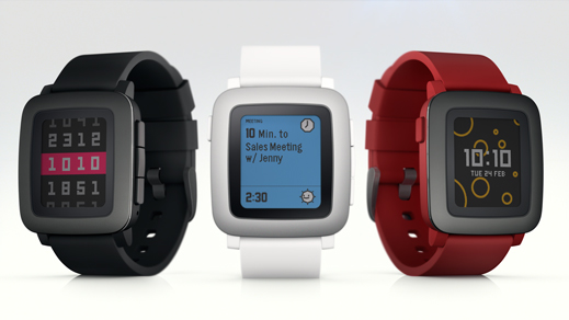 rendering of three Pebble watches