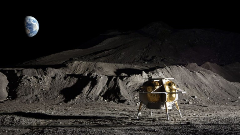 A Peregrine lunar lander flight mock-up