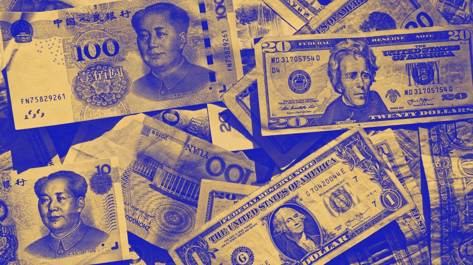 Chinese and American paper currency