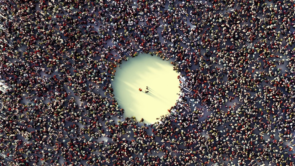 aerial of crowd