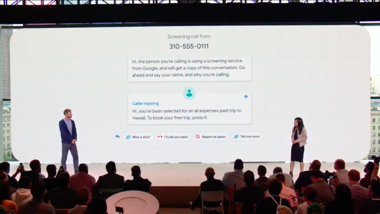 Google announces the Screen Call feature at its Pixel event in New York.