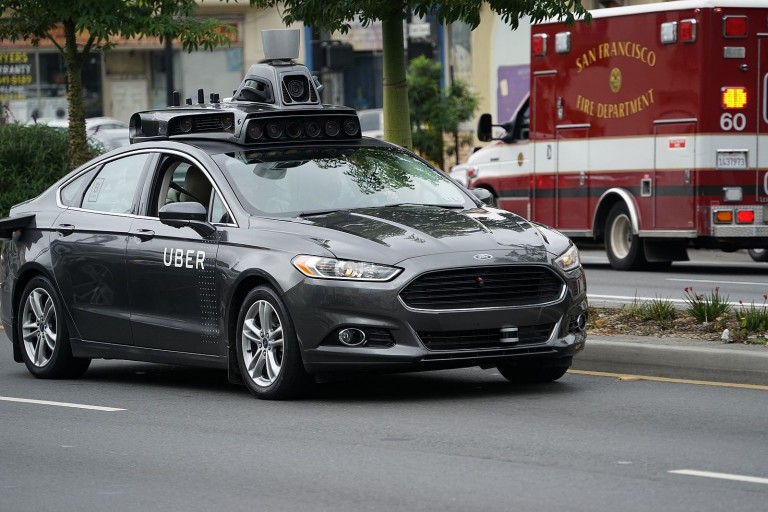 Photo of an Uber autonomous vehicle