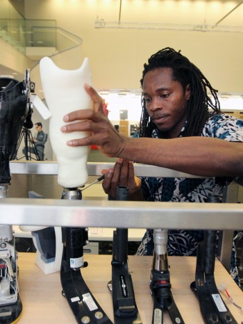 David Sengeh with prosthetics he developed