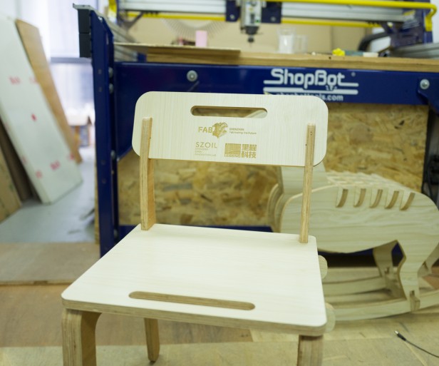 Photograph of a wooden chair prototype