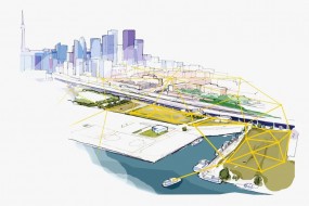 A sketch of plans for a "smart city" area near Toronto's waterfront