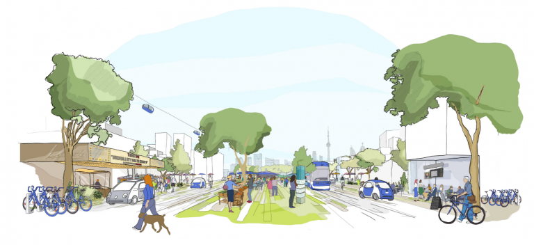Sketch of Sidewalk Labs's plans for its Toronto smart-city neighborhood