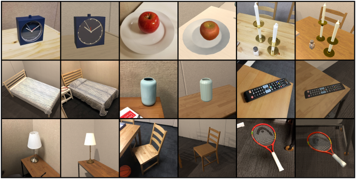 Various real and simulated objects.