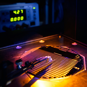 a wafer bearing 500 tiny solar cells