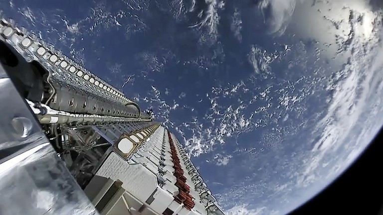 SpaceX's 60 broadband satellites being taken up into orbit