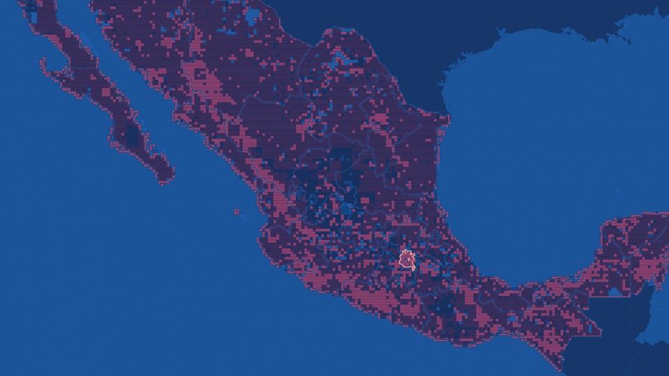 Choropleth map of Mexico showing change in population density