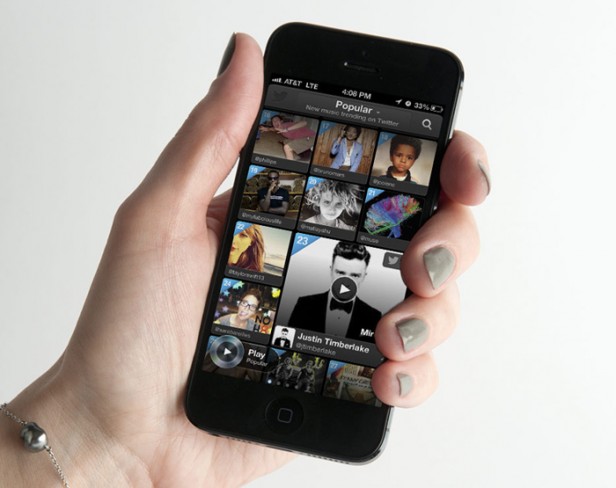 smartphone showing Twitter music app