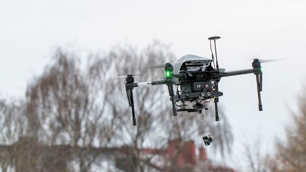 A drone hovering