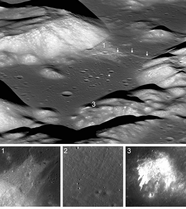 A collage of images showing the moon's tectonic plates