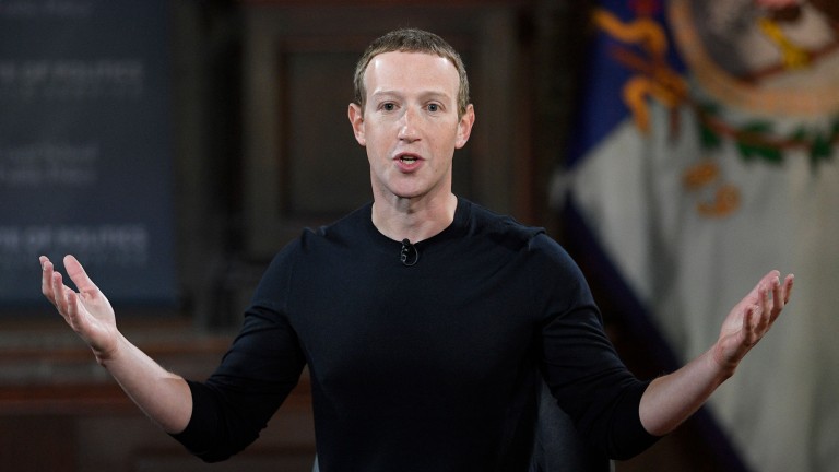 Facebook CEO Mark Zuckerberg delivering a speech